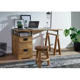 MASSIVMOEBEL24.DE Schreibtisch Mango 140x78x80 natur lackiert RAILWAY #129