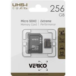 Verico 256GB microSD C10 UHS-1 Speicherkarte ( inkl. Adapter ) (microSD, 256 GB), Speicherkarte