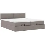 vidaXL Ottoman-Bett mit Matratzen Taupe 200x200 cm Stoff