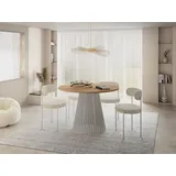 WFL GROUP Esstisch Rund 120 x 76 cm grau-beige