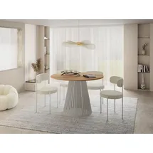 WFL GROUP Esstisch Rund 120 x 76 cm grau-beige