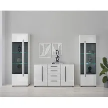 Home Affaire Wohnwand HOME AFFAIRE "Cantara, moderne Anbauwand, Wohnzimmer-Set, in Eiche Evoke oder Weiß", weiß, B:290cm H:270cm T:42cm, Holzwerkstoff, Kastenmöbel-Sets, Wohnwand, enthält zwei Vitrinen und ein Sideboard