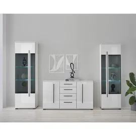 Home Affaire Wohnwand HOME AFFAIRE "Cantara, moderne Anbauwand, Wohnzimmer-Set, in Eiche Evoke oder Weiß", weiß, B:290cm H:270cm T:42cm, Holzwerkstoff, Kastenmöbel-Sets, Wohnwand, enthält zwei Vitrinen und ein Sideboard