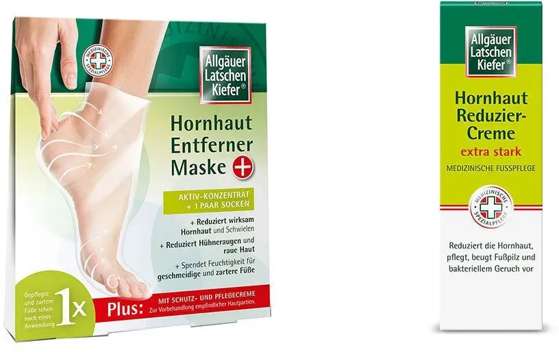 Allgäuer Latschenkiefer Hornhaut Entferner Maske plus  + Hornhaut Reduziercreme extra stark