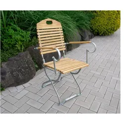 Bierzelt Stühle Visby II - 53 x 60 x 95 cm (B x T x H) - Klappstuhl aus Robinie mit Armlehnen - Stahlgestell verzinkt oder grün pulverbeschichtet