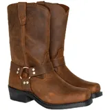 LVTFIYQX Männer Retro Ritter Stiefel Nieted Western Cowboy Hohe Stiefel Vintage Quadrat Erwachsene Biker Boots,Braun,44.5 EU - 44.5 EU