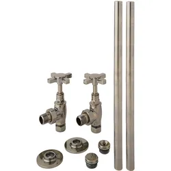 Heizkörper-Winkelventilset und Rohrverbindungen, 15mm, in gebürstetem Messing - Hudson Reed