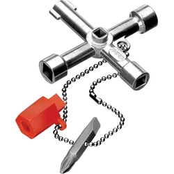 Knipex Schaltschrankschlüssel für gängige Schränke & Absperrsysteme, Vierkant, Doppelbart, Dreikant