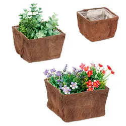 relaxdays Pflanzkübel-Set Holz braun