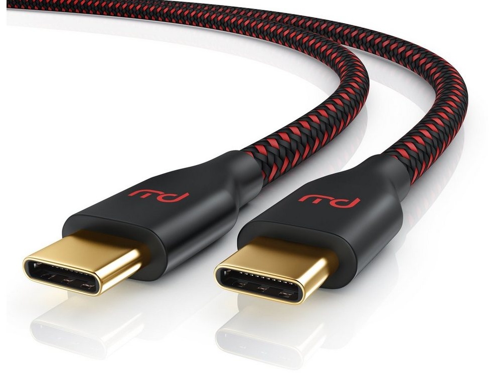 Primewire USB-Kabel, 3.1, USB-C (100 cm), USB C Gen 2 Ladekabel / Datenkabel für Smartphone, Tablet- 1m rot|schwarz