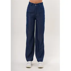Stoffhose FRESHLIONS "Giona", Damen, Gr. L, EURO-Größen, blau, 100% Lyocell, unifarben, casual, lang, Hosen, mit angesagter Jeans-Optik
