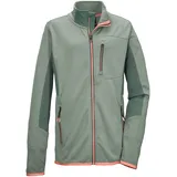 KILLTEC Strickjacke KILLTEC "KOS 140 BYS FLX JCKT", Jungen, Gr. 152, grün (hellgrün), Obermaterial: 100% Polyester, Strickjacken Strickjacke, Colourblock-Design, 2-Wege-Stretch, Kinnschutz, vielseitig einsetzbar