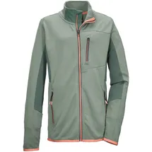 KILLTEC Strickjacke KILLTEC "KOS 140 BYS FLX JCKT", Jungen, Gr. 152, grün (hellgrün), Obermaterial: 100% Polyester, Strickjacken Strickjacke, Colourblock-Design, 2-Wege-Stretch, Kinnschutz, vielseitig einsetzbar