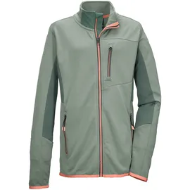 KILLTEC Strickjacke KILLTEC "KOS 140 BYS FLX JCKT", Jungen, Gr. 152, grün (hellgrün), Obermaterial: 100% Polyester, Strickjacken Strickjacke, Colourblock-Design, 2-Wege-Stretch, Kinnschutz, vielseitig einsetzbar