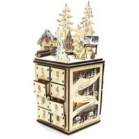 Weihnachtlicher Adventskalender Aus Holz Mit 24 Schubladen, Led-beleuchtung, Drehfunktion Und Musik – Dekoration Für Partys