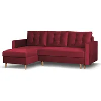 Beautysofa Ecksofa mit Schlaffunktion Sigurd L, Klassisches Design, Skandinavischer Stil, mit Bettkasten rot