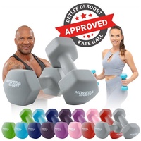 Miweba Sports Kurzhantel Gymnastikhanteln NKH100 - 9 Gewichtsklassen, (Anti-Rutsch-Oberfläche - Neopren - bodenschonend - Hexagon-Form - 8 Farben - Training - Krafttraining - Muskelaufbau - Fitness - Sport - Workout, 0,5 kg - 1 kg - 2 kg - 3 kg - 4 kg - 5 kg - 6 kg - 8 kg - 10 kg), Aerobic Hantel Set Kurzhantel Fitnesshanteln Gewichte grau