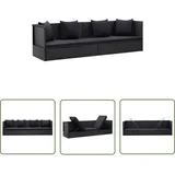 The Living Store Garten-sofabett Mit Kissen Poly Rattan Schwarz - Sonnenliege - Gartenliege - Loungebett - Rattan Möbel - Outdoor Möbel