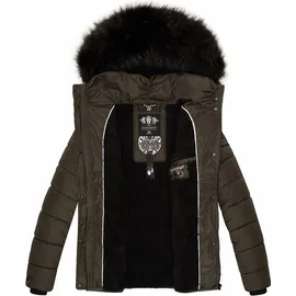 Navahoo Damen Modische Winterjacke Steppjacke mit Kunstpelz Kapuze Zuckerbiene
