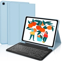 IVEOPPE Samsung Galaxy Tab S7 Fe Tastatur, Tastatur Hülle für Samsung Galaxy Tab S7 FE/S7+/S8+/S7 Plus/S8 Plus 12.4'', QWERTZ Kabellose Bluetooth Samsung Tablet S7 Tastatur mit Schutzhülle,Hellblau