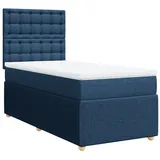 vidaXL Boxspringbett mit Matratze Blau 100x200 cm Stoff