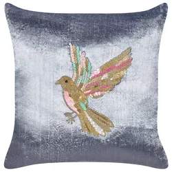 Dekokissen RUELLIA Samtstoff 45 x 45 cm Grau Tiermuster