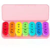 Doruimi Tablettenbox 7 Tage Morgens Abends, BPA Frei Pillendose Klein für Unterwegs, Medikamentenbox 7 Tage 2 fächer Große Fächer für Medikamente, Vitamine, Fischöl - Rosa