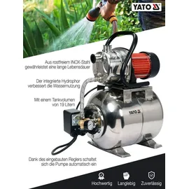 Yato Hydrophore inox auto 1200W 4000L/H 19L Tank