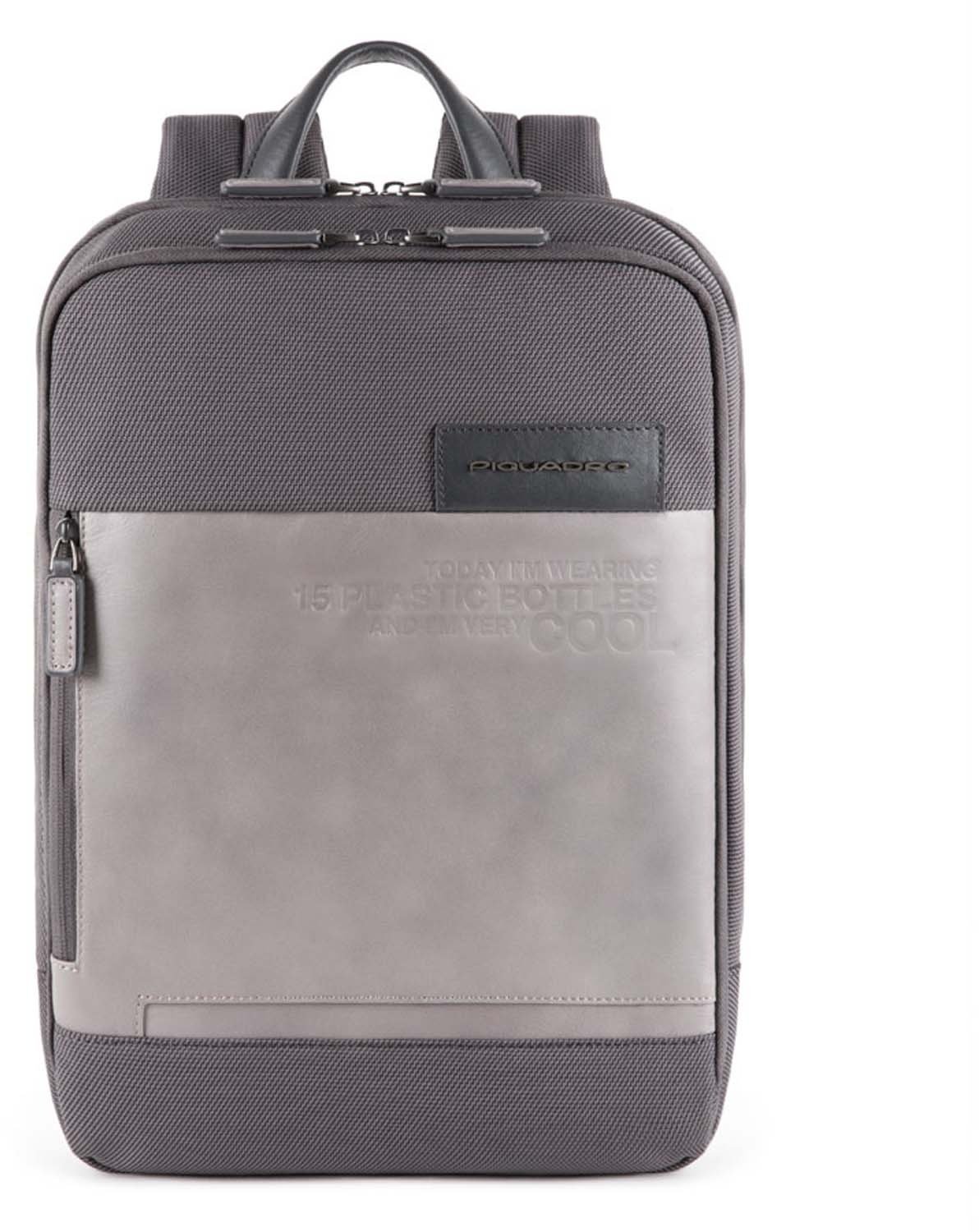 Piquadro Ade Laptoprucksack aus recyceltem Stoff grau