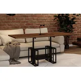 Endo-Moebel Couchtisch Victoria - ausziehbar 110-170cm und höhenverstellbar Doppellift Metall, Couch- & Esstisch, Funktionstisch, modern Design, umwandelbar braun