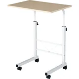 Homcom Beistelltisch höhenverstellbar Couchtisch mobiler Endschreibtisch mit Rädern Feststellbremsen C-Tische Spanplatte Stahl, Eisen Kunststoff