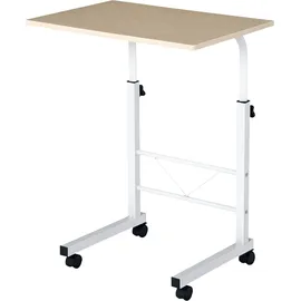Homcom Beistelltisch höhenverstellbar Couchtisch mobiler Endschreibtisch mit Rädern Feststellbremsen C-Tische Spanplatte Stahl, Eisen Kunststoff