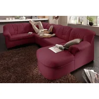 DOMO collection Wohnlandschaft DOMO COLLECTION "Papenburg, zeitlose Rückensteppung, elegante Formensprache, U-Form", rot, B:297cm H:84cm T:180cm, Struktur ( 90% Polyester, 10% Polyacryl);Microfaser PRIMABELLE (100% Polyester);Kunstleder SOFTLUX;Luxus-Microfaser (100%