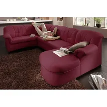 DOMO collection Wohnlandschaft DOMO COLLECTION "Papenburg, zeitlose Rückensteppung, elegante Formensprache, U-Form", rot, B:297cm H:84cm T:180cm, Struktur ( 90% Polyester, 10% Polyacryl);Microfaser PRIMABELLE (100% Polyester);Kunstleder SOFTLUX;Luxus-Microfaser (100%