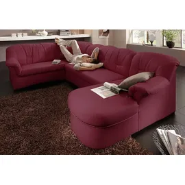 DOMO collection Wohnlandschaft DOMO COLLECTION "Papenburg, zeitlose Rückensteppung, elegante Formensprache, U-Form", rot, B:297cm H:84cm T:180cm, Struktur ( 90% Polyester, 10% Polyacryl);Microfaser PRIMABELLE (100% Polyester);Kunstleder SOFTLUX;Luxus-Microfaser (100%