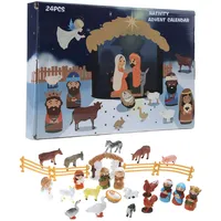 KieTeiiK Weihnachtskrippe Adventskalender, Harz Krippe Adventskalender 2023, 24 Tage Weihnachten Spielzeug Adventskalender Kinder, Krippe Advent Tabletop Szenen Dekor Geschenk für Kleinkind