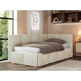 MKS JUGENDBETT ARVO 90/200 - Beige Velvet - Foam-Matratze - Rechts Seite