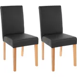 MCW 2er-Set Esszimmerstuhl Stuhl Küchenstuhl Littau Kunstleder, schwarz matt, helle Beine