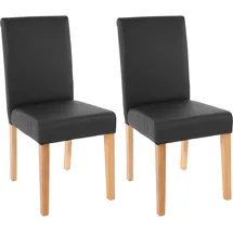 MCW 2er-Set Esszimmerstuhl Stuhl Küchenstuhl Littau Kunstleder, schwarz matt, helle Beine