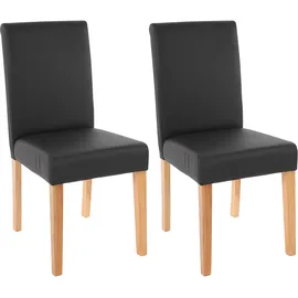 MCW 2er-Set Esszimmerstuhl Stuhl Küchenstuhl Littau Kunstleder, schwarz matt, helle Beine