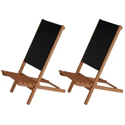 Erst-Holz Wikingerstuhl-Set Lagerfeuerstuhl Anglerstuhl Strandstuhl Partystuhl Stofffarbe schwarz V-10-365