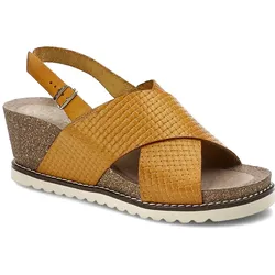 Gelbe Sandalen Yokono Bequeme Damenschuhe mit Keilabsatz, 40