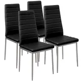 BAKAJI Set mit 4 Esszimmerstühlen für Wohnzimmer, Küche, modernes Design, Gestell aus Metall und gepolsterter Sitz aus Kunstleder, Maße 98 x 41 x 45 cm (schwarz)