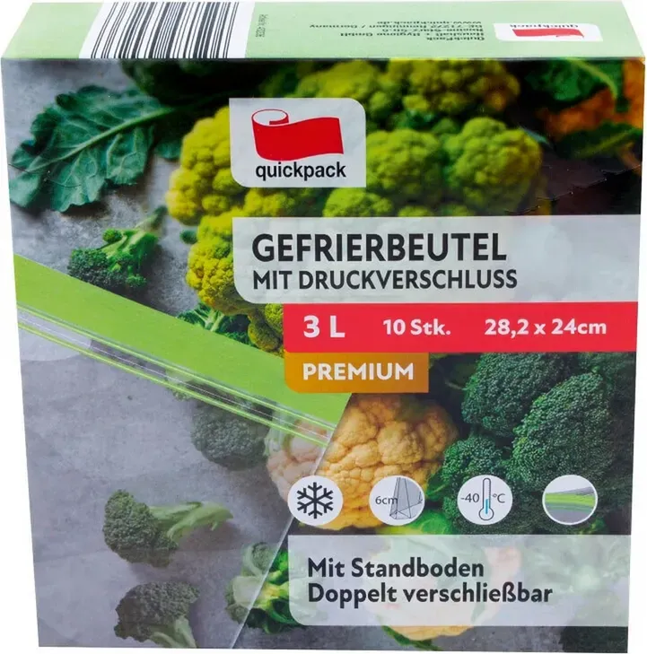 Gefrierbeutel 3L Doppelreißverschluss Stand-Up