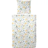 Primera Perkal Bettwäsche Tante Ida floral Blau/Gelb 135 x 200 cm + 2 x 80 x 80 cm