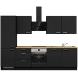 Nobilia Küchenleerblock Touch, II"", Schwarz, Eiche, Metall, 3 Schubladen, nur wie online abgebildet bestellbar, 300 cm, wahlw. mit E-Geräten