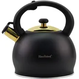 SHANGZHER Flötenkessel Wasserkessel Induktion Edelstahl Teekessel Cool-Touch-Griff Schwarz Whistling Tea Pots 3 Litre Suit for all Stove Hob