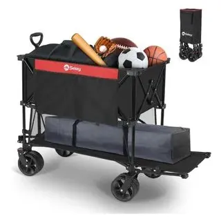Sekey Bollerwagen Faltbar 150kg Traglast, 126x58x97cm (L/B/H), rot/schwarz