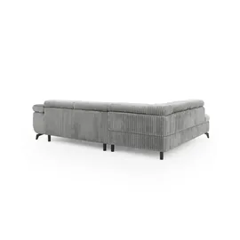S-Style Eckcouch Cord 2-Sitzer Grau