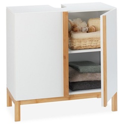 relaxdays Waschbeckenunterschrank »Waschbeckenunterschrank Weiß« braun|weiß
